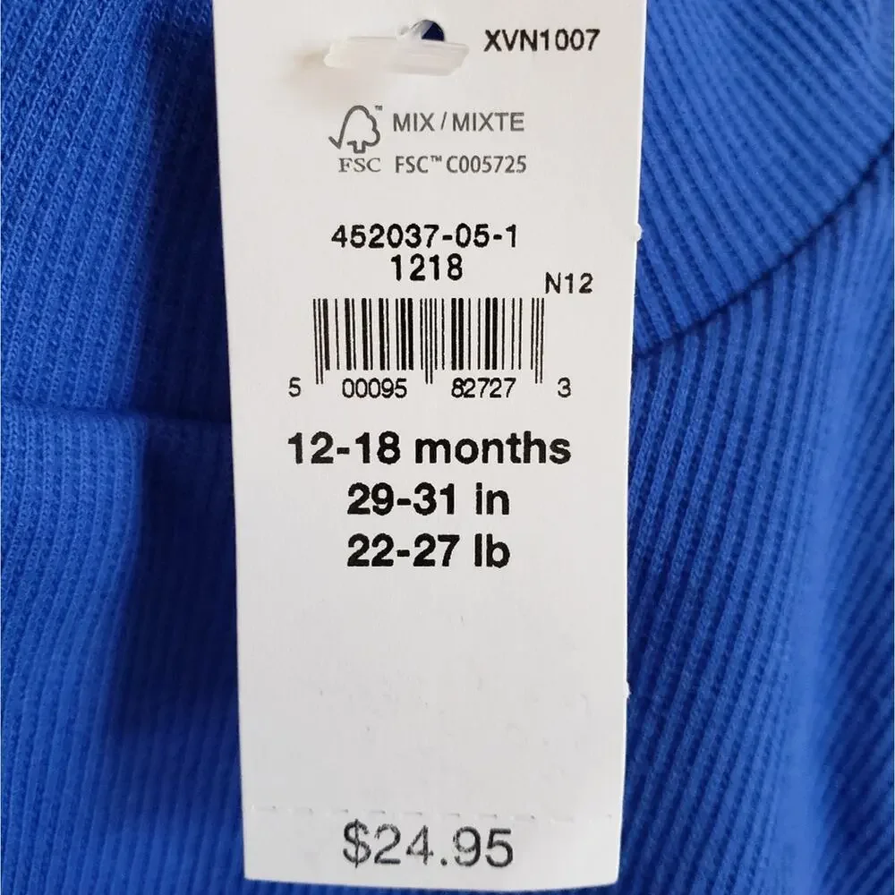 NEW! Gap Toddler Girl's Blue Puff Sleeve Turtleneck Shirt 12-18 Months